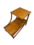 Vintage Heywood-Wakefield Style Rattan & Bamboo Two-Tier Side Table, c. 1960s
