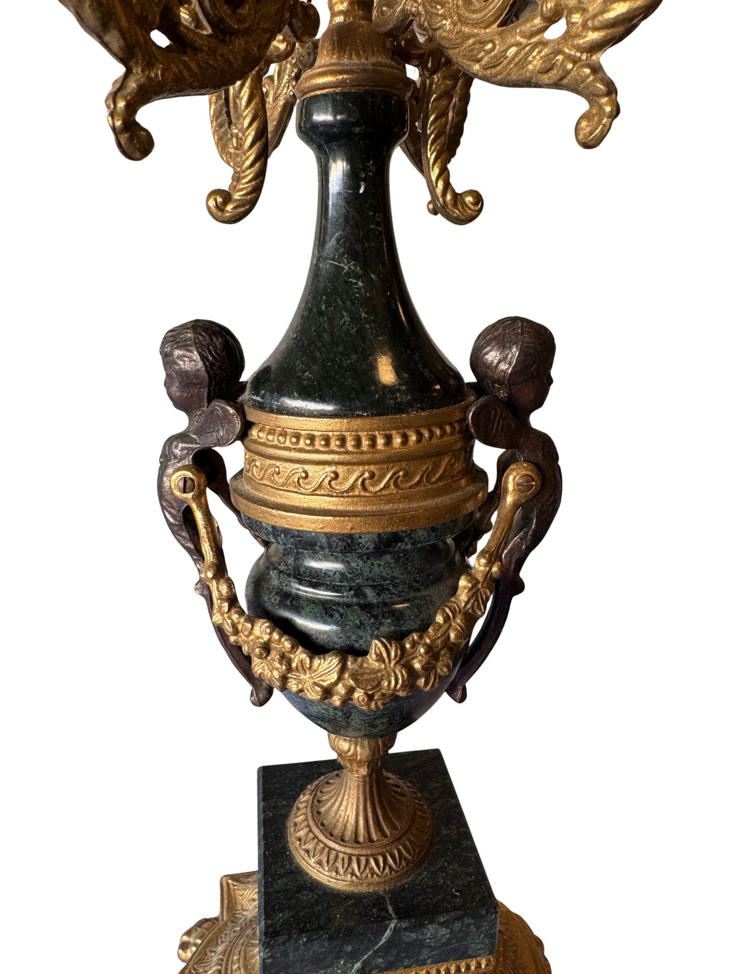 Antique Brevettato Six Candle Candelabra in the French Empire Style made of  Bronze and Marble, c. early 20th century - Sold as a Set