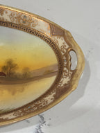 Antique Japanese Hand-Painted Nippon Plate by Morimura Brothers, Rural Lake Scene, c. 1911–1921