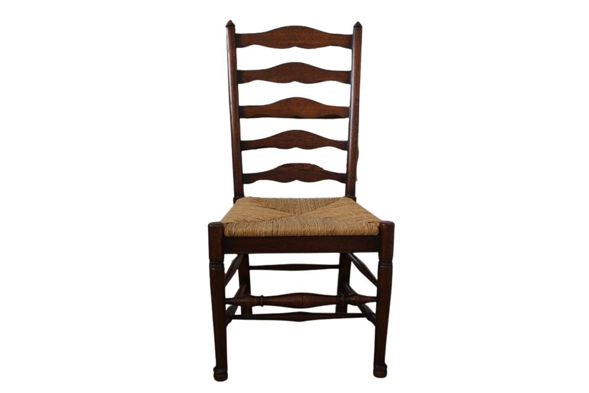 Vintage Ladderback Rush Seat Side Chairs Set of 6