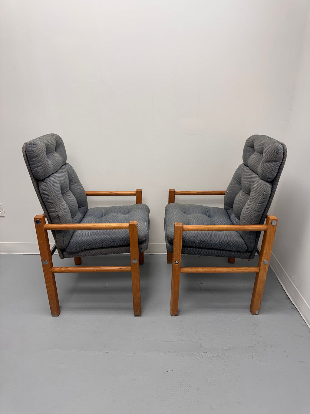 Vintage Danish Modern High-Back Lounge Chairs, Pair, c. 1970s