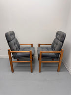 Vintage Danish Modern High-Back Lounge Chairs, Pair, c. 1970s