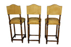 Vintage Suede Barstools with Nail Head Detail - Set of 3