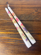 Hand-Embellished Decorative Taper Candles, Set of Two, Choice of Pattern