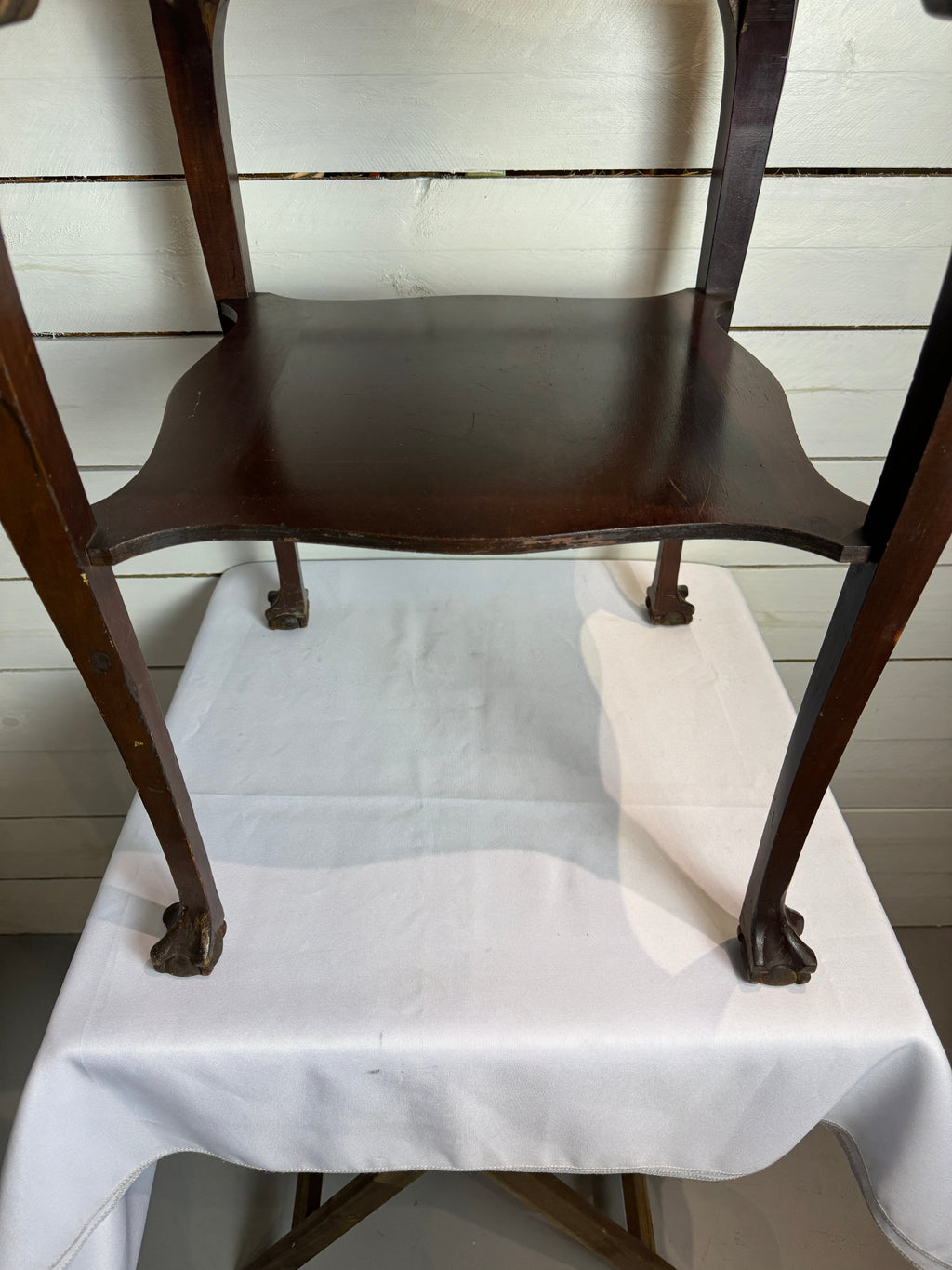 Chippendale Style Gallery Top Two Tiered Claw and Ball Table