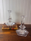 Val Saint-Lambert Signed Belgian Crystal Candlesticks, Pair, Sizes Vary, Late 20th Century