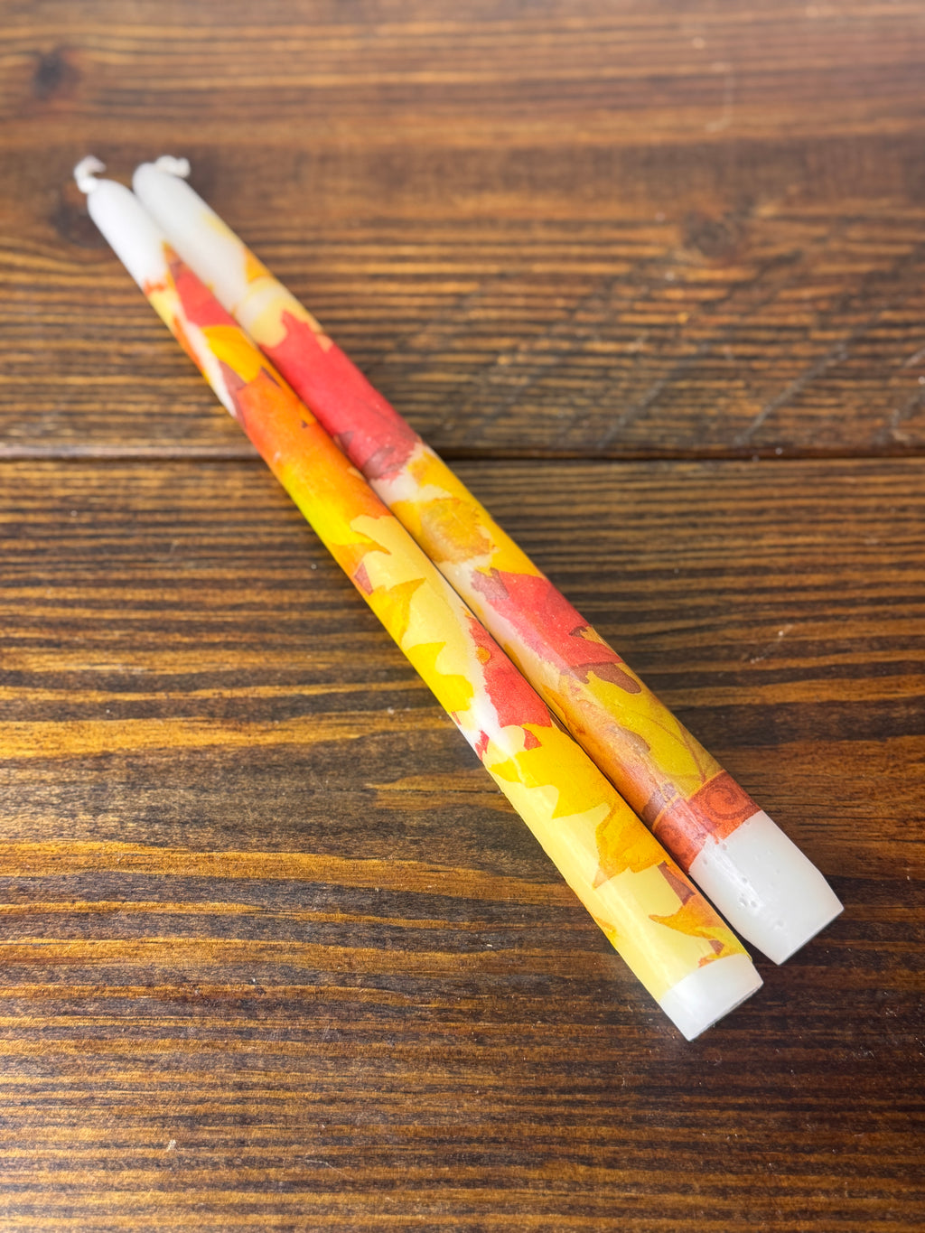 Hand-Embellished Decorative Taper Candles, Set of Two, Choice of Pattern