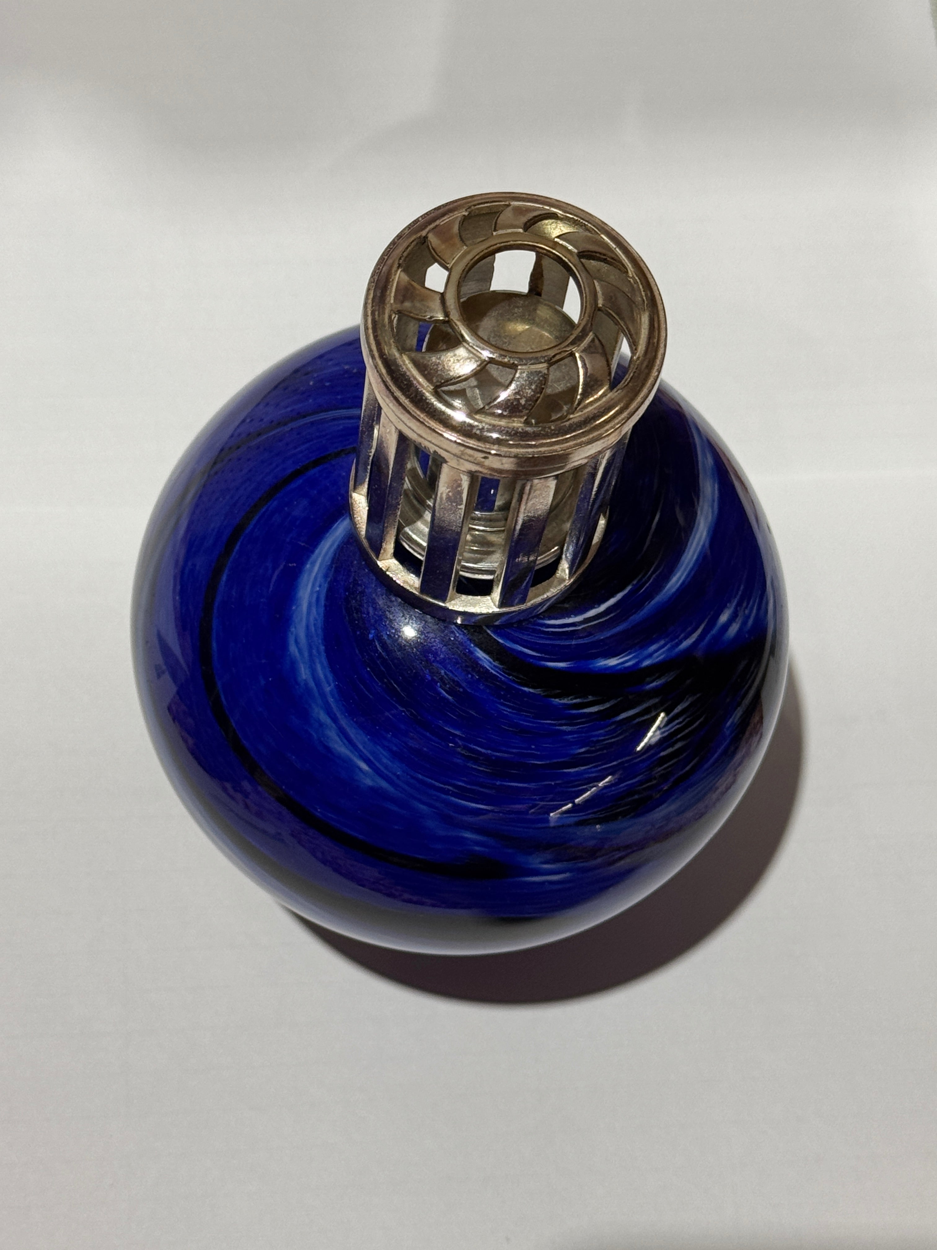 Vintage Cobalt Blue Glass Fragrance Lamp