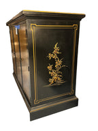 Drexel Et Cetera Collection Black Lacquer Chinoiserie Flip-Top Buffet Server, 1970s