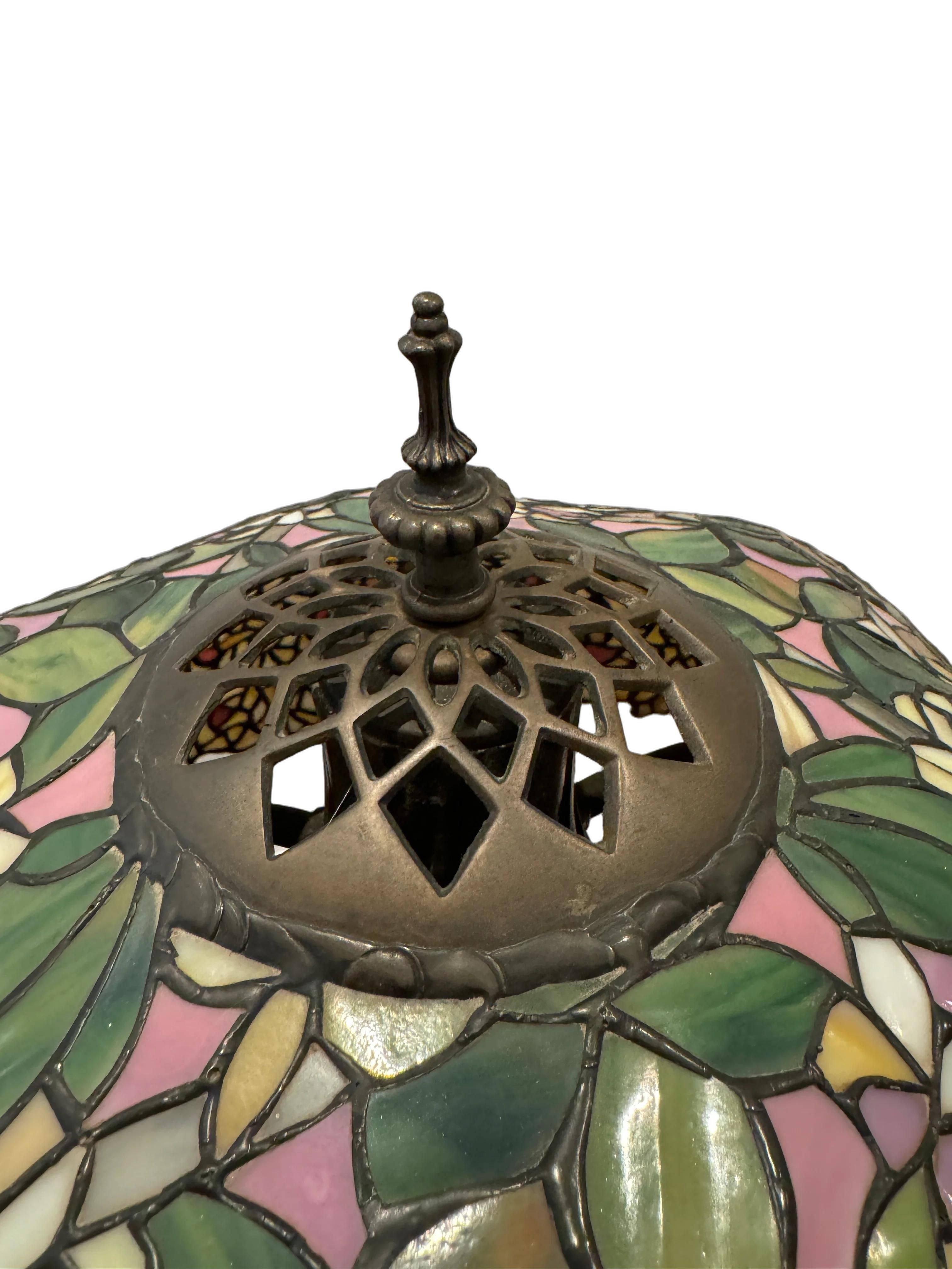 Vintage Tiffany Style Stained Glass Desk or Table Lamp