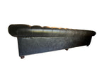 Restoration Hardware Kensington Ebony Leather Sofa with 44” depth and Luxe Down Feather Fill
