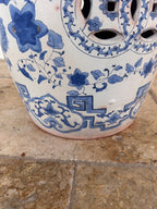 Vintage Terracotta Blue and White Chinese Garden Stool, Plant Stand