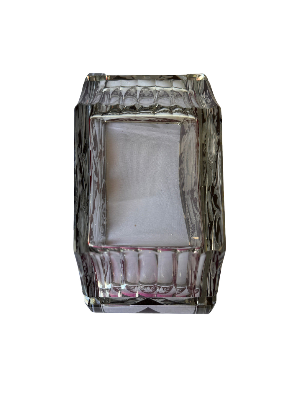 Antique Czech Bohemian  Ruby Red Art Deco Hand Cut to Clear Crystal Bowl, c. 1920