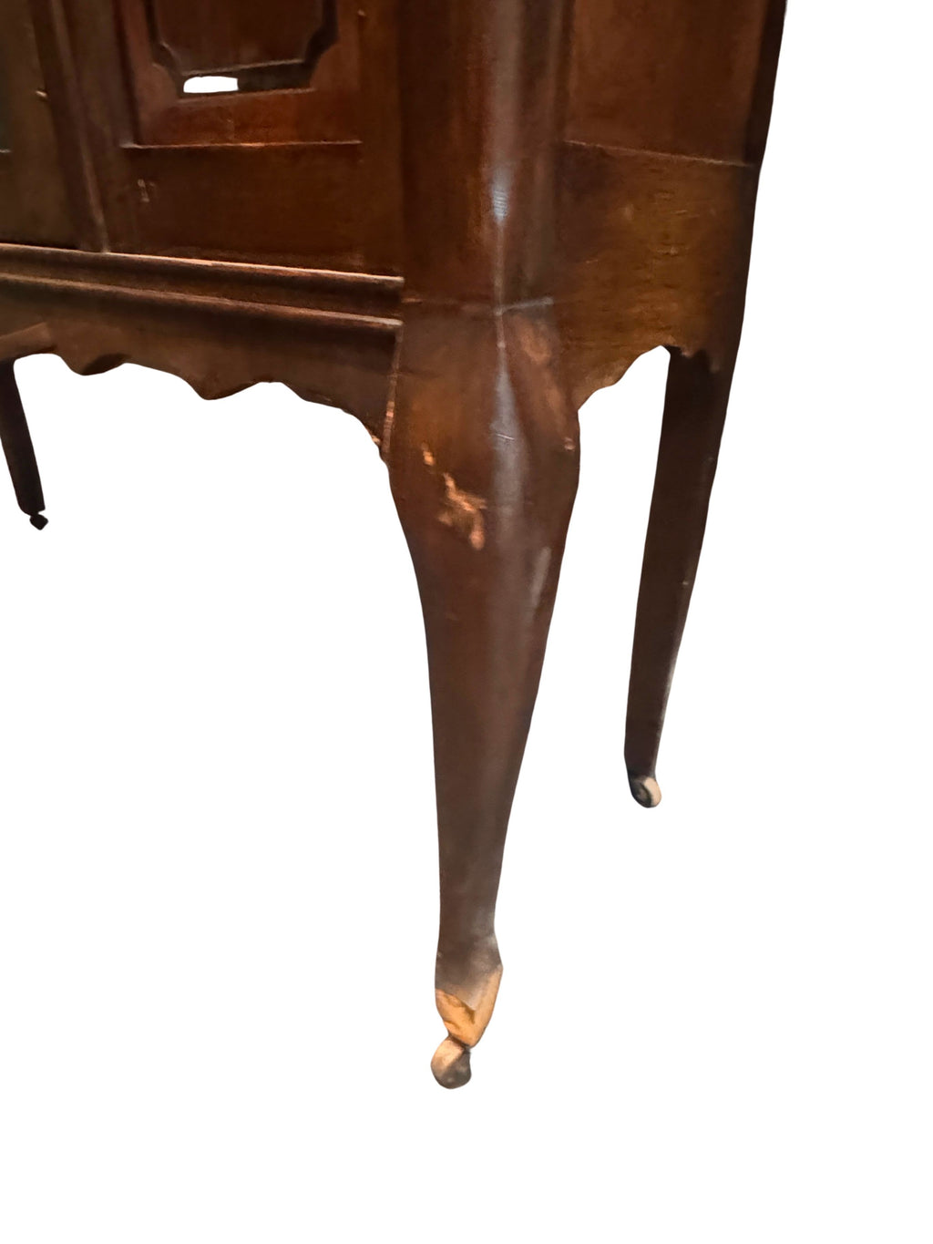 Antique Queen Anne Style Walnut Display Cabinet Bookcase Curio, c. 1920s