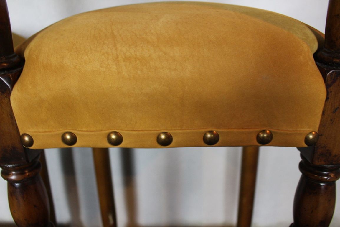 Vintage Suede Barstools with Nail Head Detail - Set of 3