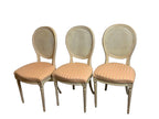 Vintage French Louis XVI Style Oval Cane Back Dining Chairs, Set of 6, c. 1970s