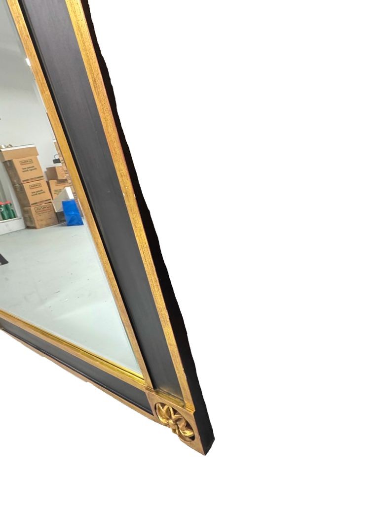 Vintage Black & Gold Regency or Empire Style Beveled Mirror