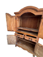 1980s Rustic Solid Pine Storage Armoire with Wrought Iron Accents, Mexico