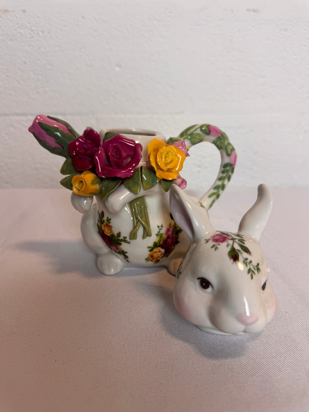Royal Albert Old Country Roses Easter Bunny Teapot, c. 2010
