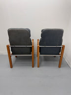 Vintage Danish Modern High-Back Lounge Chairs, Pair, c. 1970s