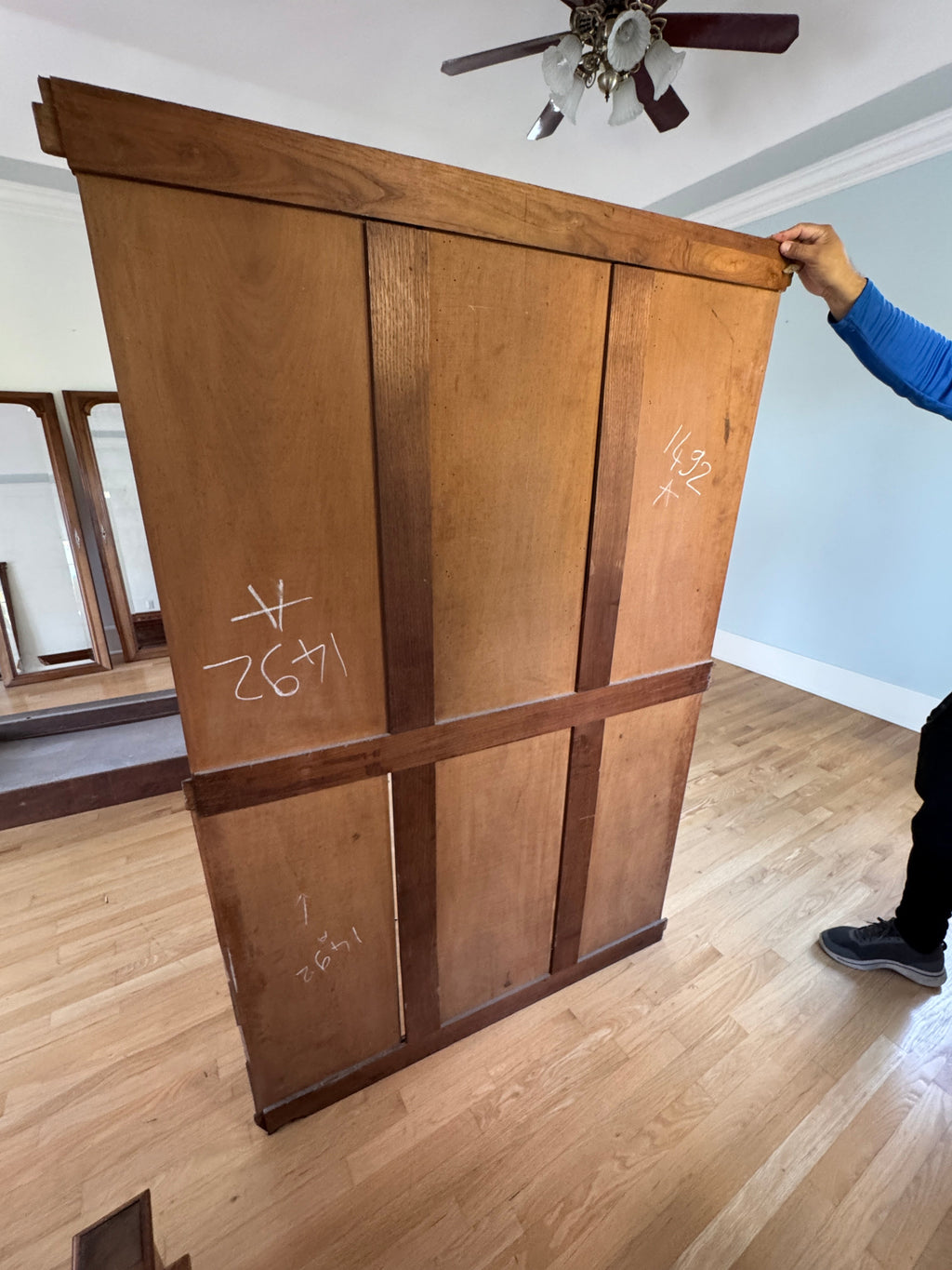 Vintage/Antique Tall Double Door Mirrored Armoire Wardrobe Cabinet