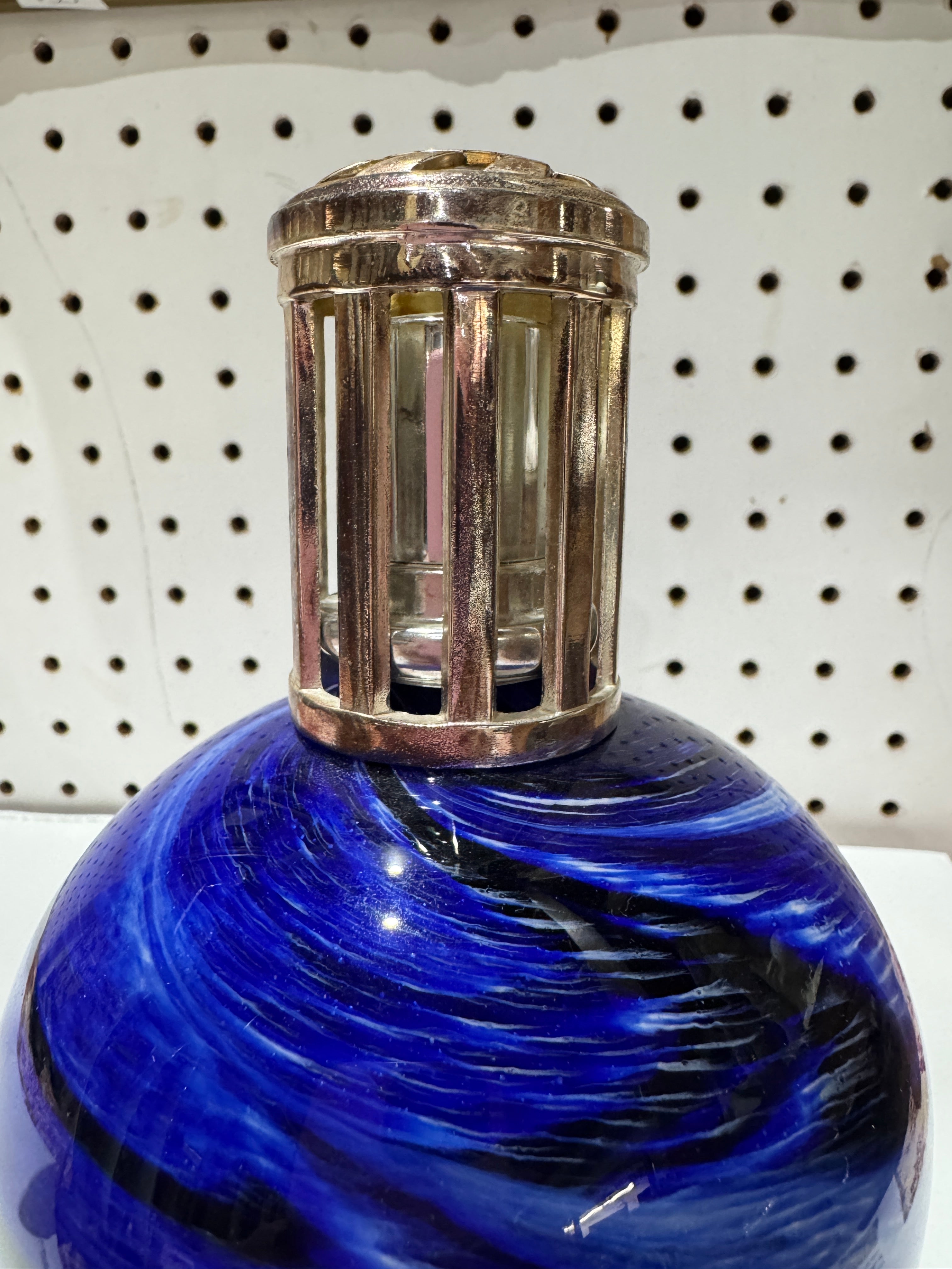 Vintage Cobalt Blue Glass Fragrance Lamp