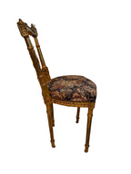 Antique French Louis XIV Gold Leaf Side Accent Harp Small Chair