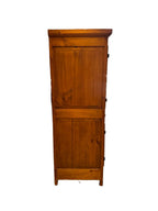 1980s Rustic Solid Pine Storage Armoire with Wrought Iron Accents, Mexico