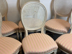 Vintage French Louis XVI Style Oval Cane Back Dining Chairs, Set of 6, c. 1970s