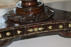 Antique William IV Style Brass-Inlaid Pedestal Center Table, Early 19th Century