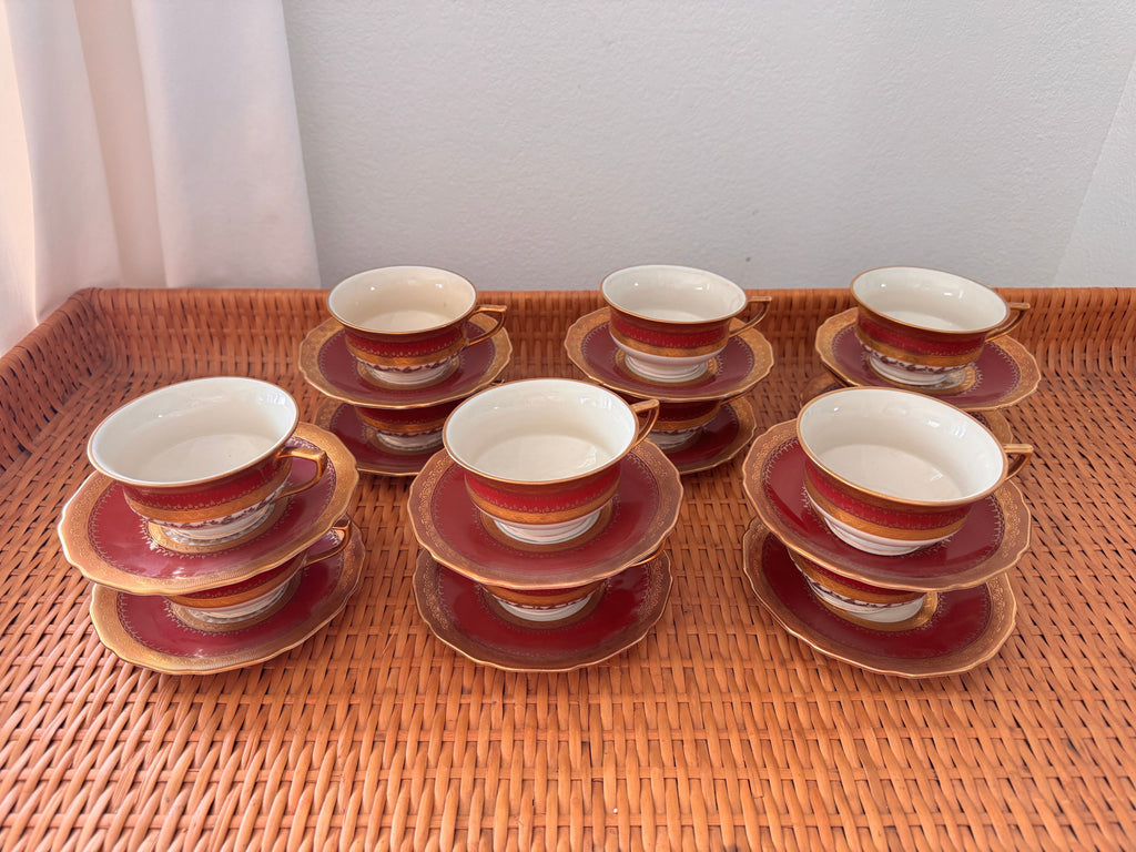 Vintage Carlsbad Fine China, Gloria, Tea Set with Service for 12, Czechoslovakia, c. 1930s