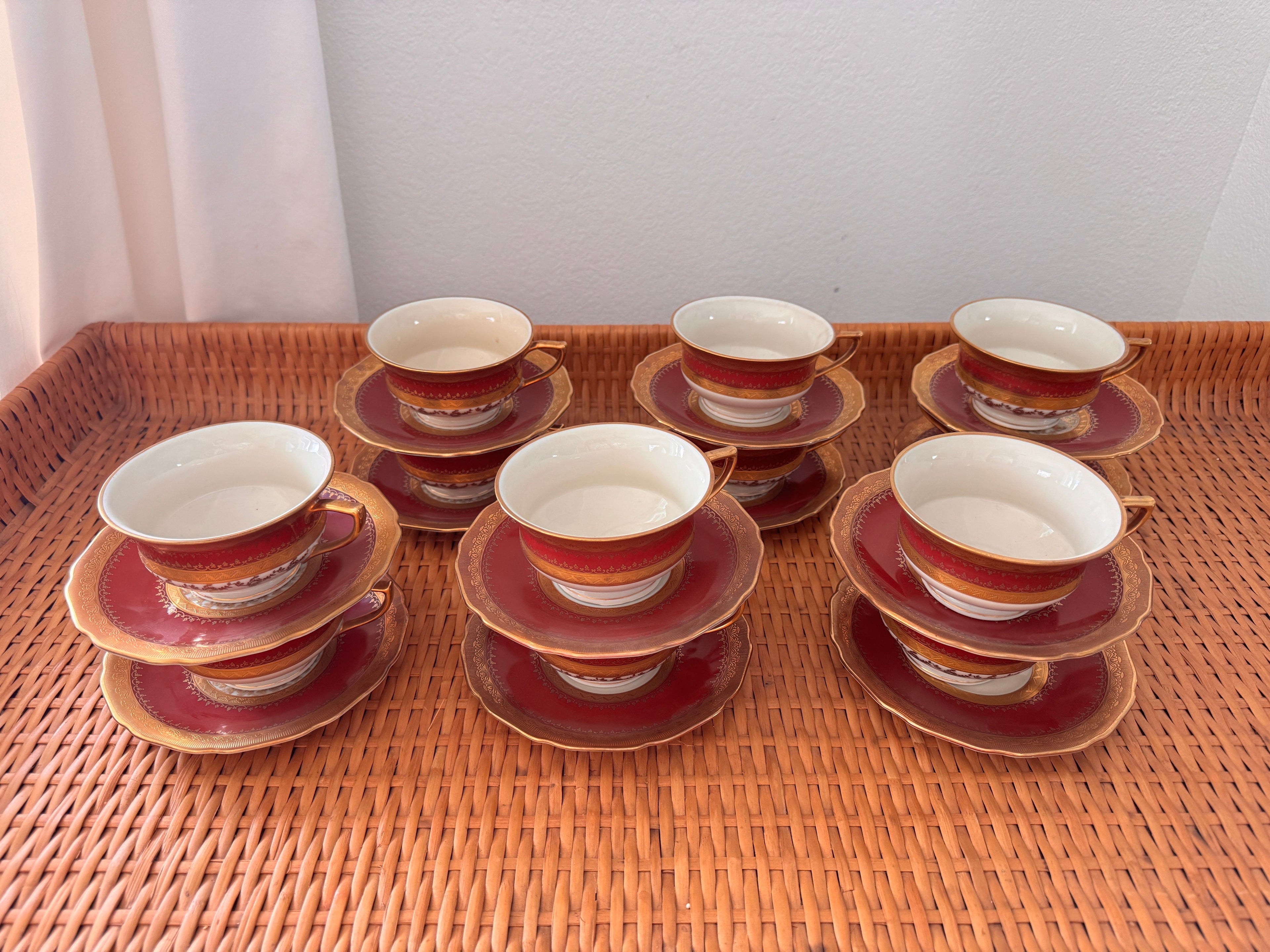 Vintage Carlsbad Fine China, Gloria, Tea Set with Service for 12, Czechoslovakia, c. 1930s
