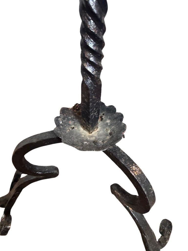 Antique Wrought Iron Floor Candelabras - Holds One Pillar Candle  - Set of 2