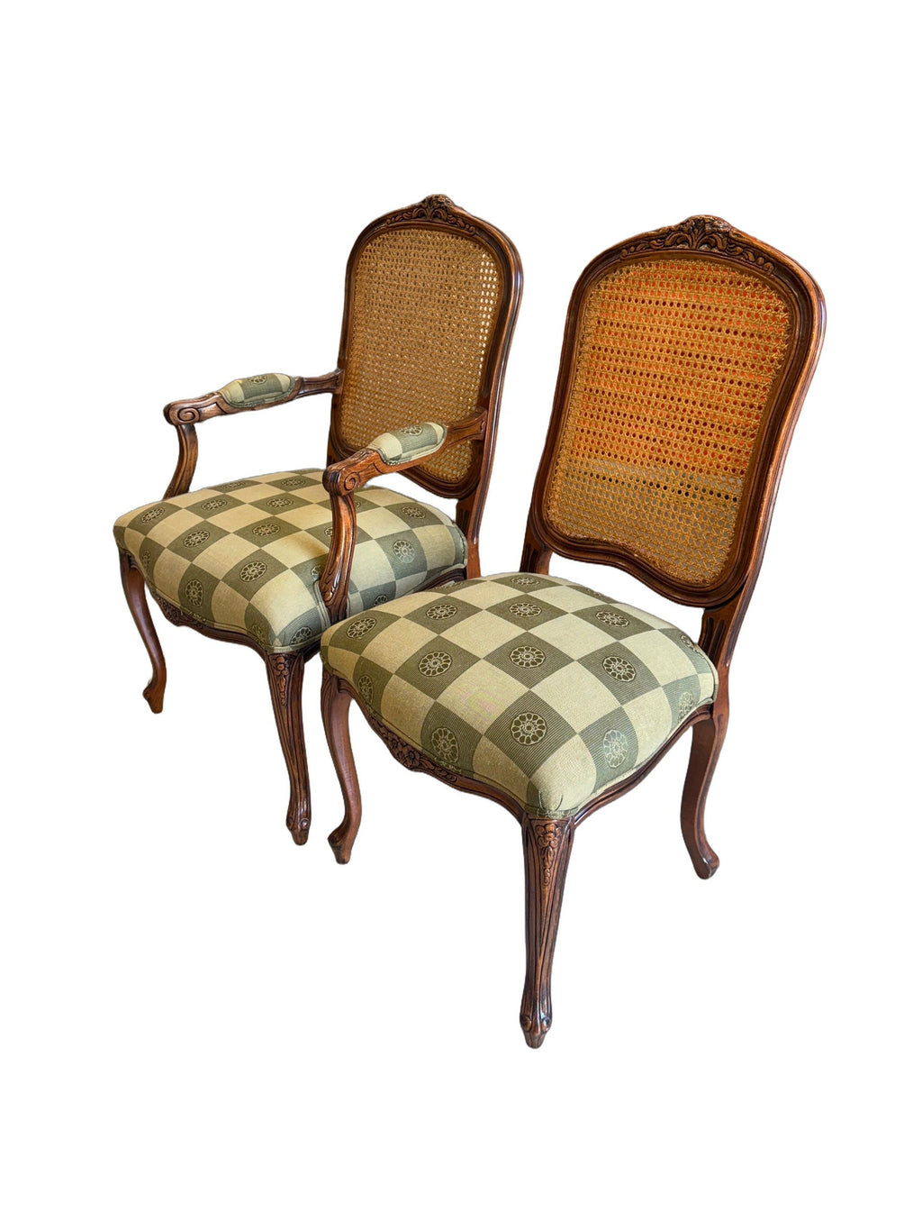 Vintage Louis XV Style Cane Back Dining Chairs - Set of 10