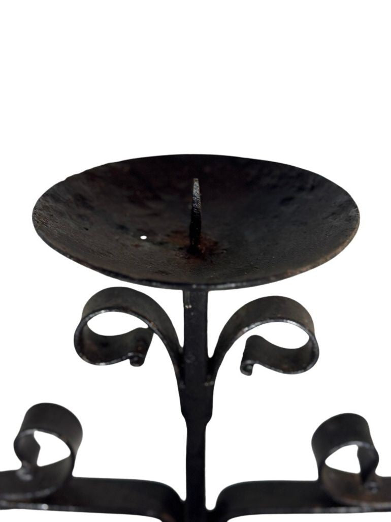 Antique Wrought Iron Floor Candelabras - Holds Five Candles - Set of 2