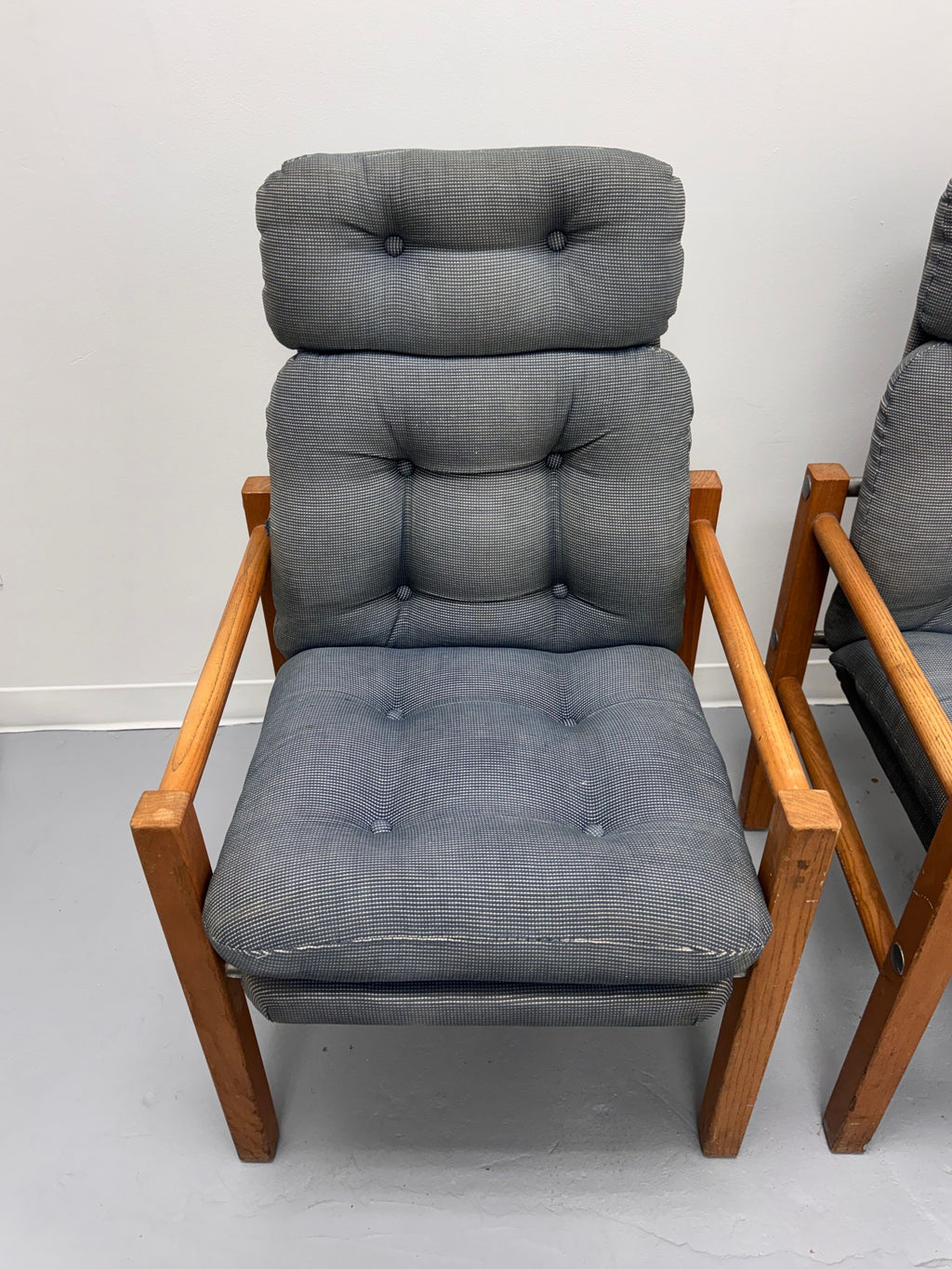 Vintage Danish Modern High-Back Lounge Chairs, Pair, c. 1970s