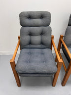 Vintage Danish Modern High-Back Lounge Chairs, Pair, c. 1970s