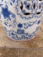 Vintage Terracotta Blue and White Chinese Garden Stool, Plant Stand