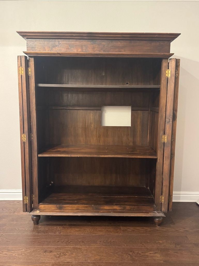 Vintage Indonesian Armoire with Natural Rattan Door Panels, c. 1990s
