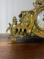 Vintage Rococo Revival Style Brass Mantel Clock, Mid–Late 20th Century