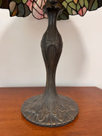 Vintage Art Nouveau Style Rose Stained Glass Desk or Table Lamp, c. 1990s