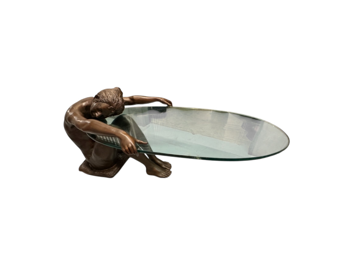 Female Life Sized Bronze Sculptural Coffee Table