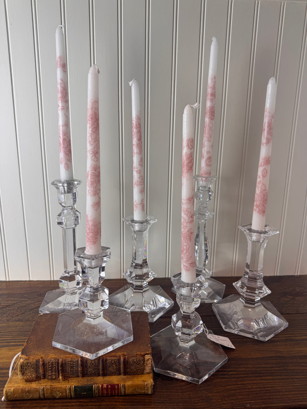 Hand-Embellished Decorative Taper Candles, Set of Two, Choice of Pattern
