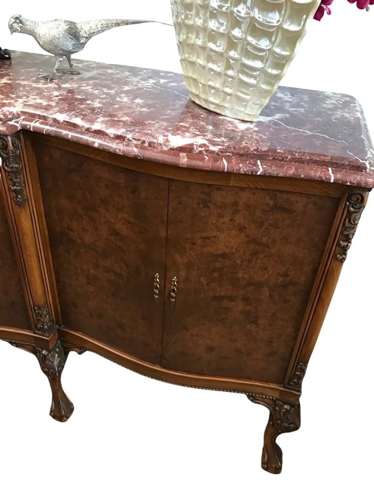 Traditional Italian Rosso Laguna Marble Top Buffet/Sideboard/Credenza, c. 1990s