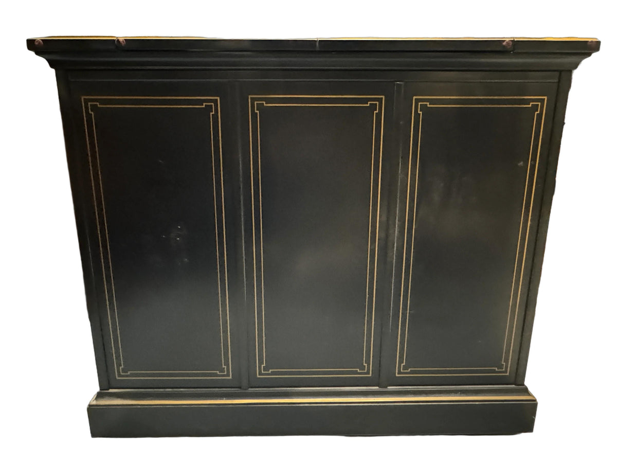 Drexel Et Cetera Collection Black Lacquer Chinoiserie Flip-Top Buffet Server, 1970s
