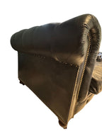 Restoration Hardware Kensington Ebony Leather Sofa with 44” depth and Luxe Down Feather Fill