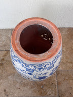 Vintage Terracotta Blue and White Chinese Garden Stool, Plant Stand