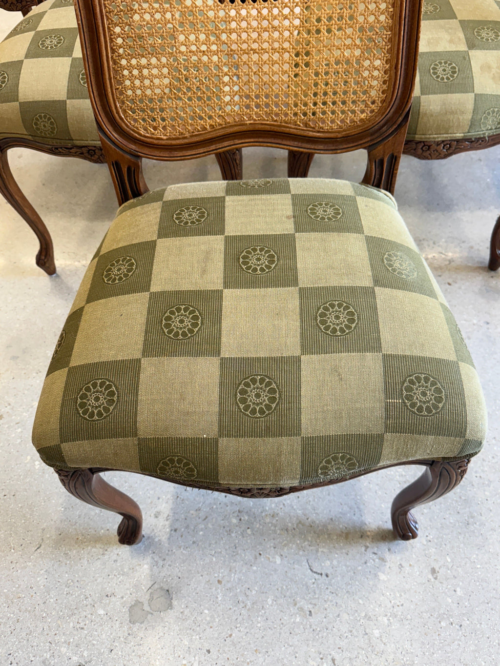 Vintage Louis XV Style Cane Back Dining Chairs - Set of 10