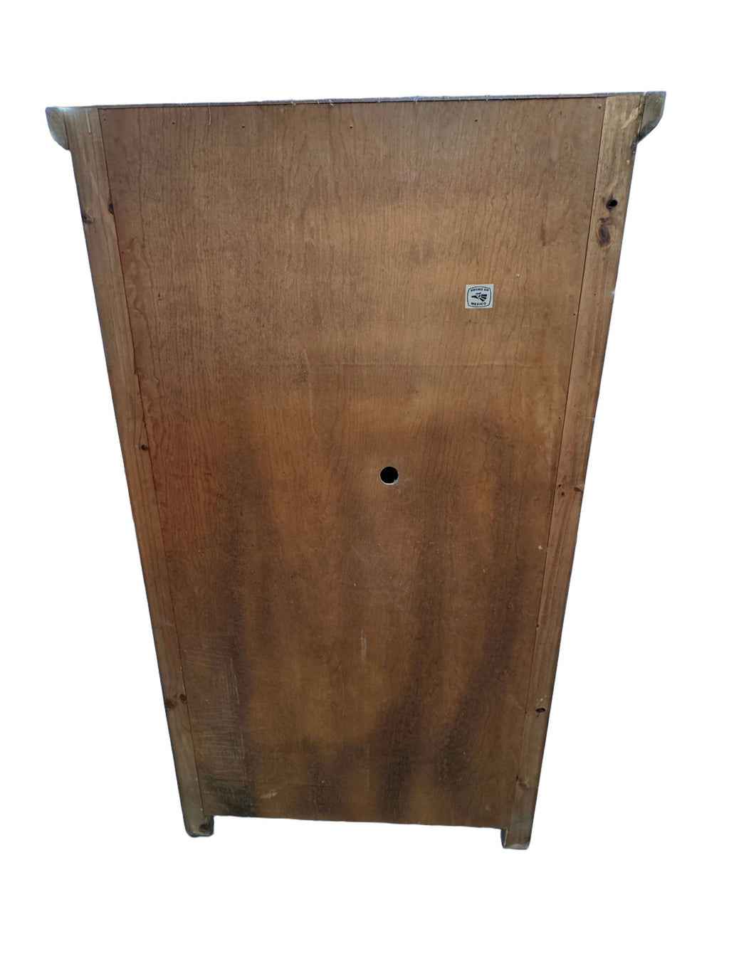 1980s Rustic Solid Pine Storage Armoire with Wrought Iron Accents, Mexico