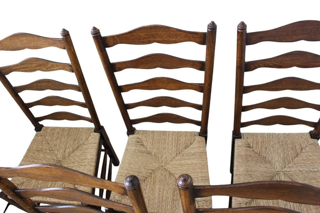 Vintage Ladderback Rush Seat Side Chairs Set of 6